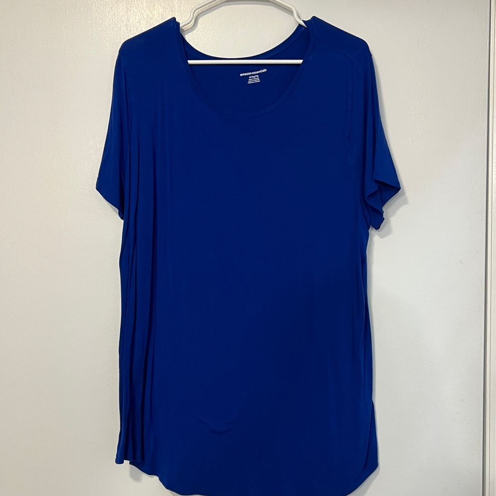 Amazon Essentials Blue Mini Dress Short Sleeve Relaxed Style